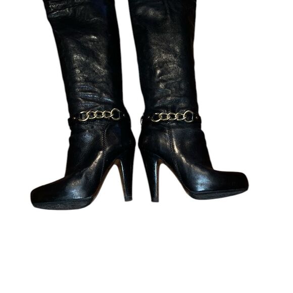 Coach Black Leather Tall Boots Size 5 1/2 B - Picture 6 of 8